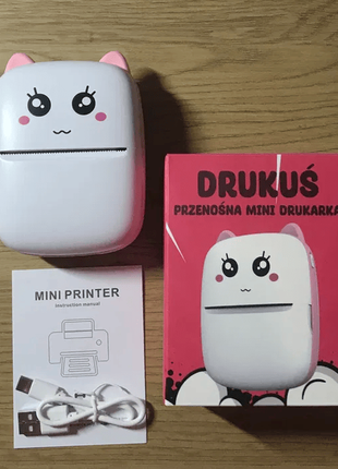 Міні принтер портативний бездротовий принтер маленький для телефону міні принтер котик мініпринтер10 фото
