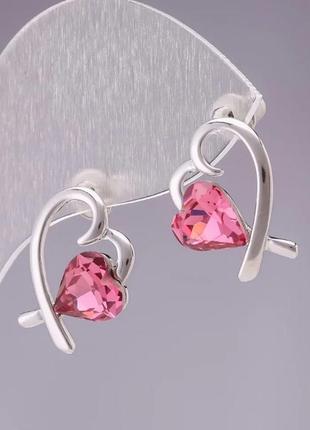 Серьги 925 с малиновыми кристаллами