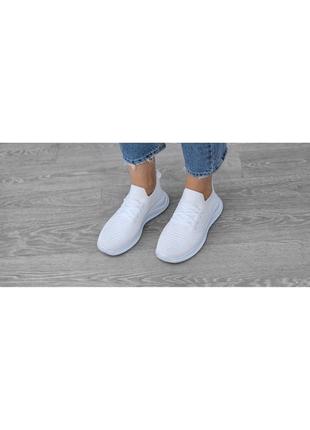 Кросівки мокасини жіночі білі літні тканинні легкі, кроссовки мокасины женские белые летние тканевые4 фото