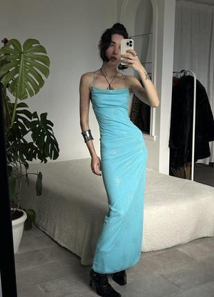 Голубое платье с открытой спинкой от topshop