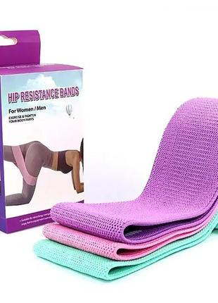 Набор тканевых фитнес резинки hip resistance bands для фитнеса и спорта из 3 лент