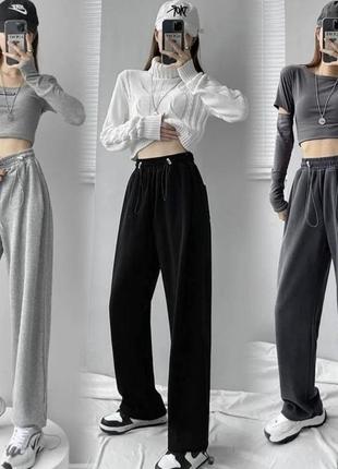 Женские штаны джогеры на фиксаторах двухнитка 42-44 серый3 фото