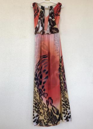 Шикарное воздушное леопардовое платье в пол2 фото