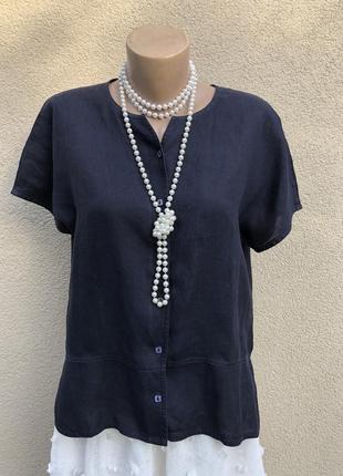 Вінтаж,льон,синя блуза ,преміум бренд,