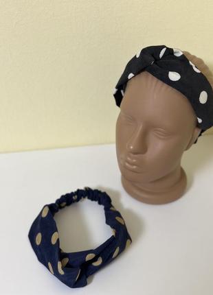 Новые розродаж повязка в горох вельветовая черная синяя