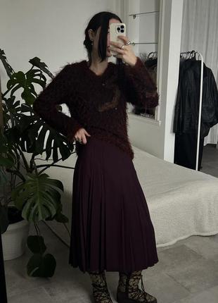 Винтажный мягкий коричневый свитер с бисером8 фото