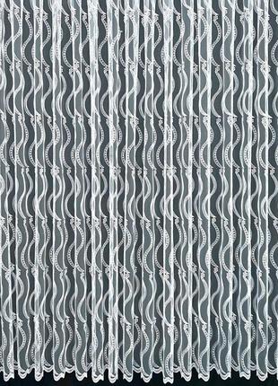 Тюль гардина на фатине волна белого цвета. турецкая тюль с вышивкой