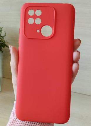 Яркий чехол для xiaomi redmi 10c однотонный мягкий с микрофиброй silicone cover full camera