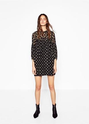 Кружевное платье в горох от zara р. l