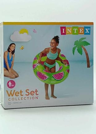 Круг надувний intex "wet set кавун" 107 см з ручками зелений 56261np-2