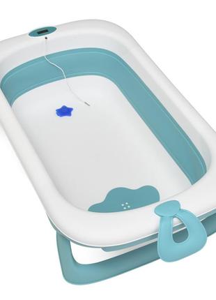 Ванночка me 1106 t-control blue (1шт) дитяча. з термометром, силікон, складана, 87-51-23, блакитна1 фото