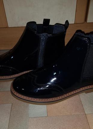 Ботинки zara челси лаковые 38 р-р 24,5 см темно-синие4 фото