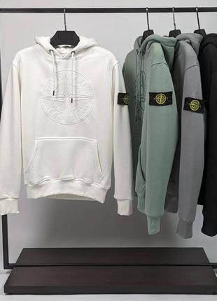 Женское худи stone island зимнее. зимняя кофта стон айленд женская. худи на флисе4 фото