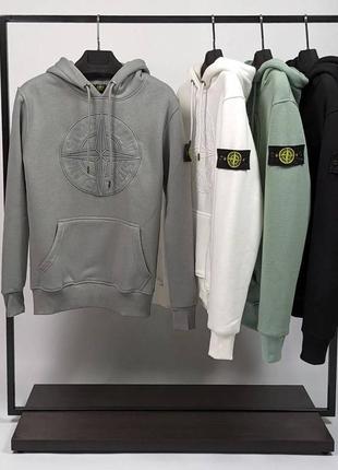 Женское худи stone island зимнее. зимняя кофта стон айленд женская. худи на флисе5 фото