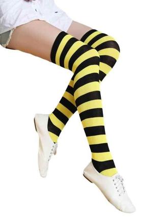 Гольфи бджола смугасті панчохи в жовту та чорну смужку заколінки у смужку гетри високі шкарпетки