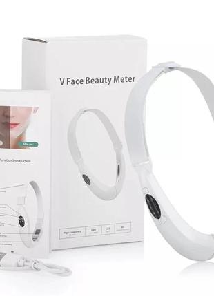 Аппарат для подтяжки подбородка v face beauty meter 5 режимов 8 уровней интенсивности белый