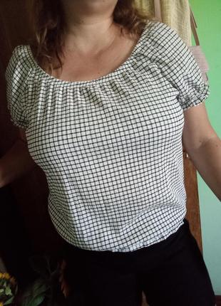 Топ с рукавом фонариком на резинке