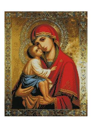 Алмазная мозаика «донская икона божией матери», 40х50см круглые камни-стразы, на подрамнике, термопакет, тм