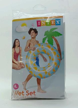 Круг надувной intex "wet set" 91 см с ручками желто-голубой 59256np-1