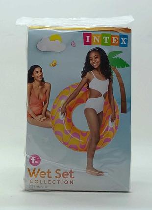 Круг надувний intex "wet set" 91 см із ручками рожево-жовтий 59256np-2