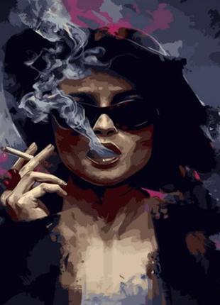 Картина за номерами леді із сигарою, у термопакеті 40*50 см, тм стратег, україна