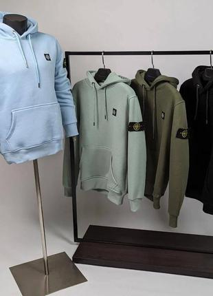 Женское худи stone island зимнее. зимняя кофта стон айленд женская. худи на флисе