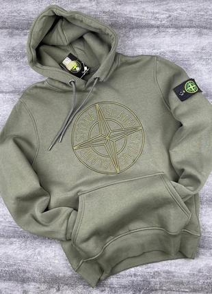 Женское худи stone island зимнее. зимняя кофта стон айленд женская. худи на флисе4 фото