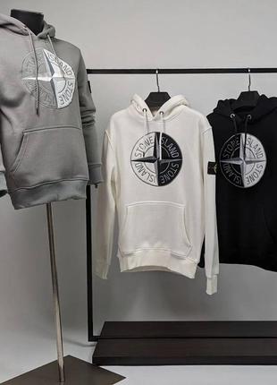 Женское худи stone island зимнее. зимняя кофта стон айленд женская. худи на флисе2 фото