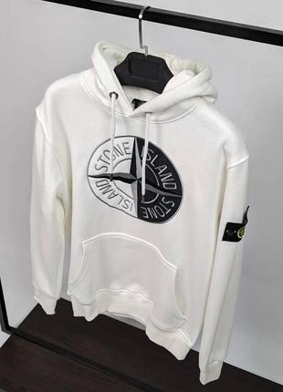 Женское худи stone island зимнее. зимняя кофта стон айленд женская. худи на флисе7 фото