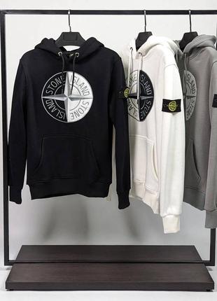 Женское худи stone island зимнее. зимняя кофта стон айленд женская. худи на флисе1 фото