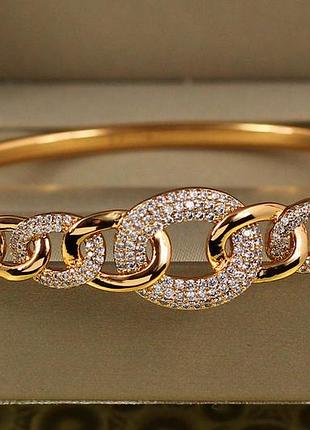 Браслет бэнгл xuping jewelry цельность 60 мм 14 мм на руку от 17 см до 19 см золотистый