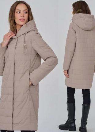 Куртка женская towmy р.42-50 демисезонное стеганое пальто с капюшоном4 фото
