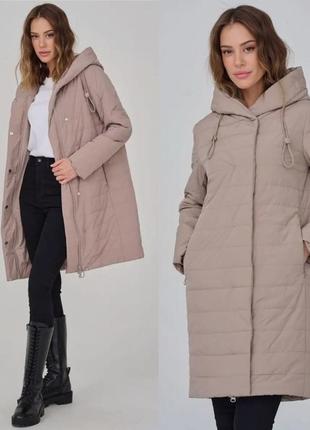 Куртка жіноча towmy р.42-50 демісезонне стьобане пальто з капюшоном2 фото