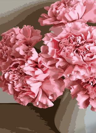 Картина за номерами гвоздики у вазі 40х50 см, термопакет, тм стратег, україна
