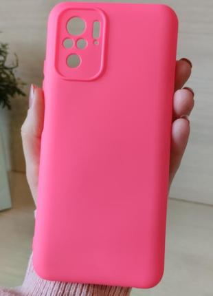 Яркий чехол для poco m5s однотонный мягкий с микрофиброй silicone cover full camera