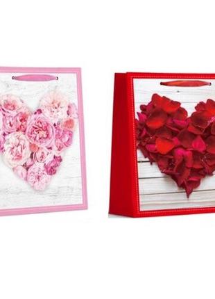 Пакет подарунковий паперовий xxl heart roses, цена за уп. 12шт, 72*50*18см