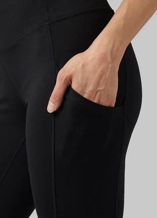 Женские лосины из эластана черного цвета, на широком поясе workout 🩷2 фото