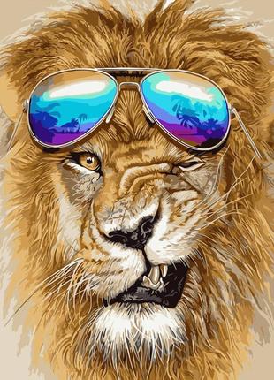 Картина за номерами лев в окулярах, у термопакеті 40х50 см, тм стратег, україна