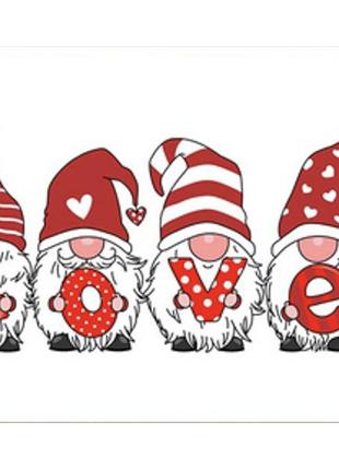 Алмазная мозаика gnomes with love lettering 40х50см квадратные камни-стразы, на подрамнике, термопакет, тм
