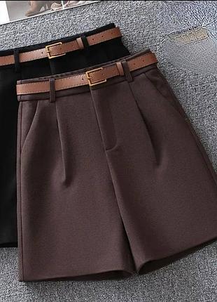 Шорты классические брючные черные коричневые костюмные