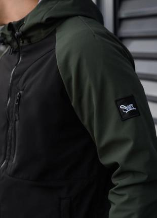 Двухцветная мужская куртка staff soft shell re black & khaki7 фото