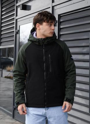 Двоколірна чоловіча куртка staff soft shell re black & khaki