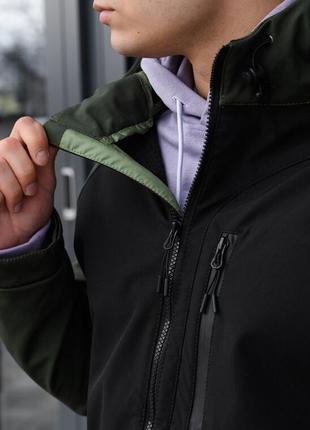 Двухцветная мужская куртка staff soft shell re black & khaki5 фото