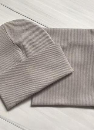 Шапка и хомут набор деми рубчик тоненький