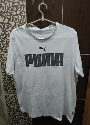Мужская белая футболка puma ess logo tee