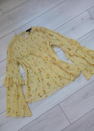 Блузка волан шифон рукав клеш