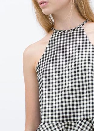 Шикарная (майка )топ на тонких брителях в клетку zara trf