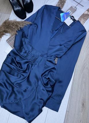 Новое сатиновое платье missguided m платье на запах короткое платье вечернее