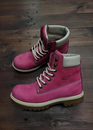 Кожаные женские ботинки в стиле timberland2 фото