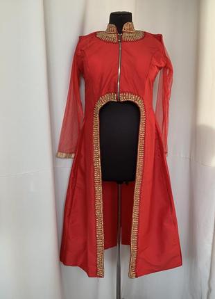 Восточный индийский удлиненный сюртук жакет платье расшитый золотом2 фото